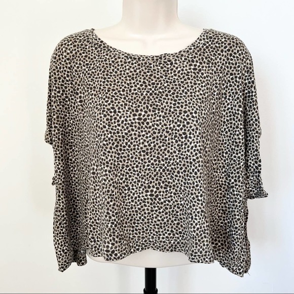H&M boxy top‎ neutral pattern short sleeve blouse flowy shirt Size XS - Picture 7 of 7